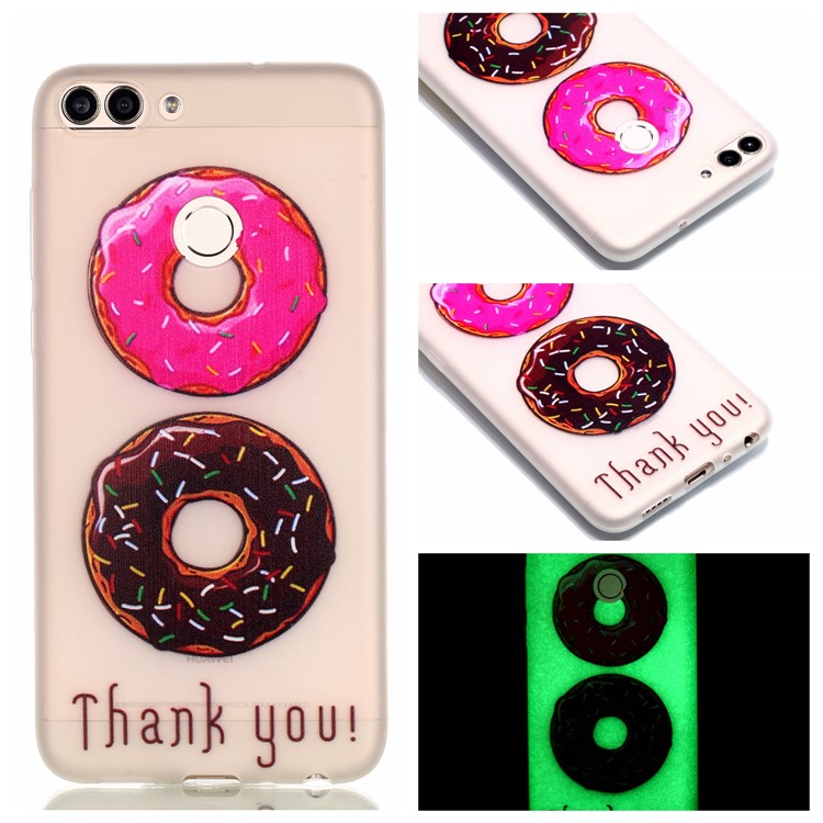 Luminous Patterned TPU Cell Phone Cover for Huawei P Smart/Enjoy 7S - Thank You-1