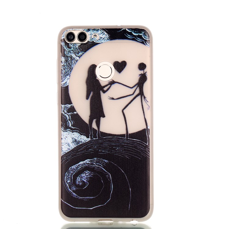 Luminous Patterned Soft TPU Back Case for Huawei P Smart/Enjoy 7S - Dance on Moon-2