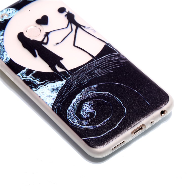 Luminous Patterned Soft TPU Back Case for Huawei P Smart/Enjoy 7S - Dance on Moon-3