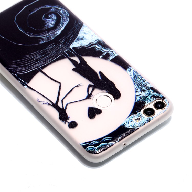 Luminous Patterned Soft TPU Back Case for Huawei P Smart/Enjoy 7S - Dance on Moon-4