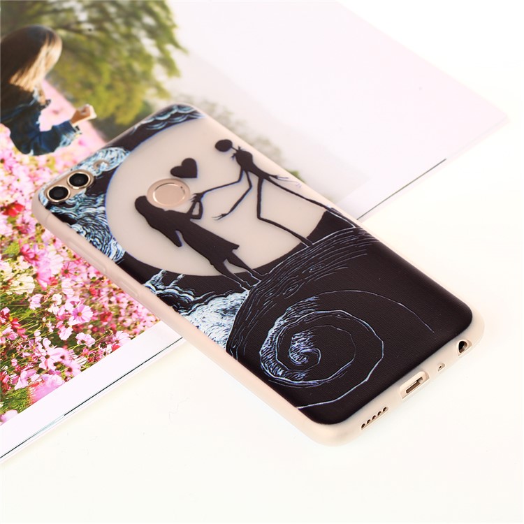 Luminous Patterned Soft TPU Back Case for Huawei P Smart/Enjoy 7S - Dance on Moon-5