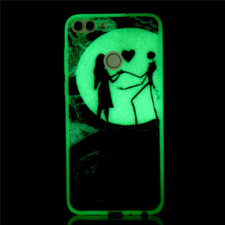 Luminous Patterned Soft TPU Back Case for Huawei P Smart/Enjoy 7S - Dance on Moon-6