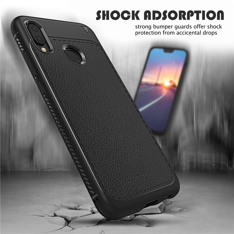 IVSO Gentry Series Litchi Texture Leather Coated TPU Case for Huawei P20 Lite/Nova 3e - Black-6
