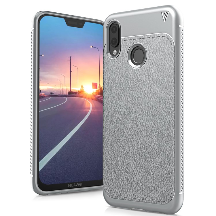 IVSO Gentry Series Litchi Texture Leather Coated TPU Cover for Huawei P20 Lite/Nova 3e - Grey-1