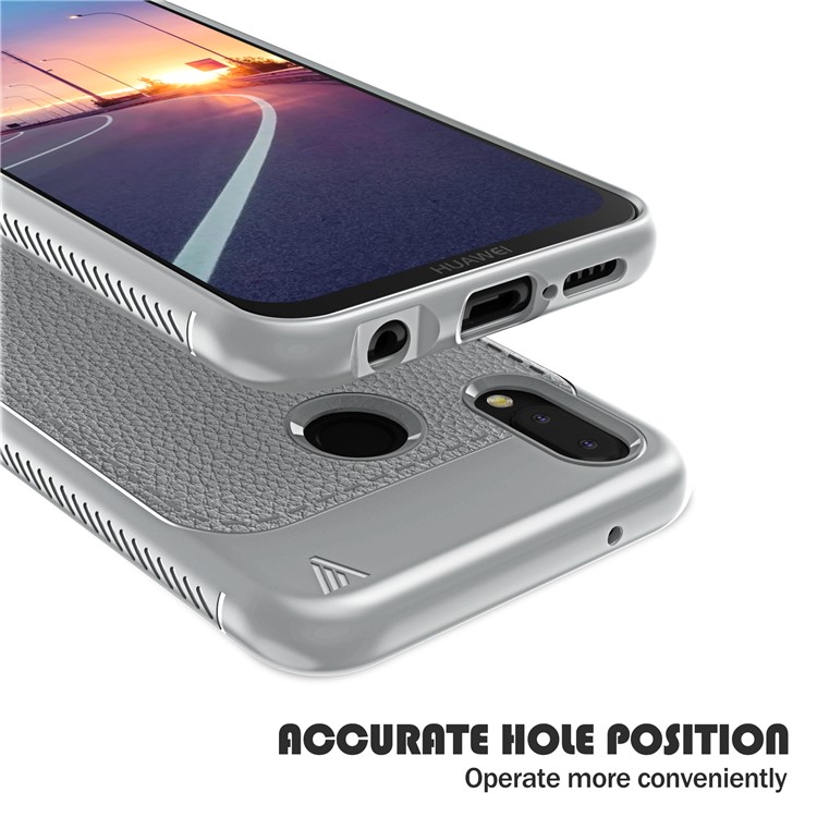 IVSO Gentry Series Litchi Texture Leather Coated TPU Cover for Huawei P20 Lite/Nova 3e - Grey-3