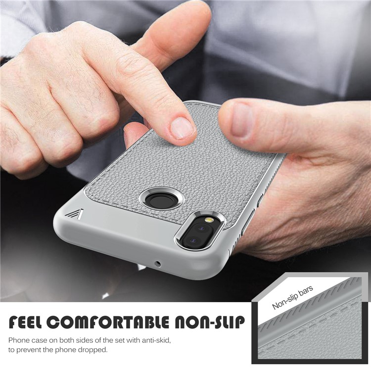 IVSO Gentry Series Litchi Texture Leather Coated TPU Cover for Huawei P20 Lite/Nova 3e - Grey-5