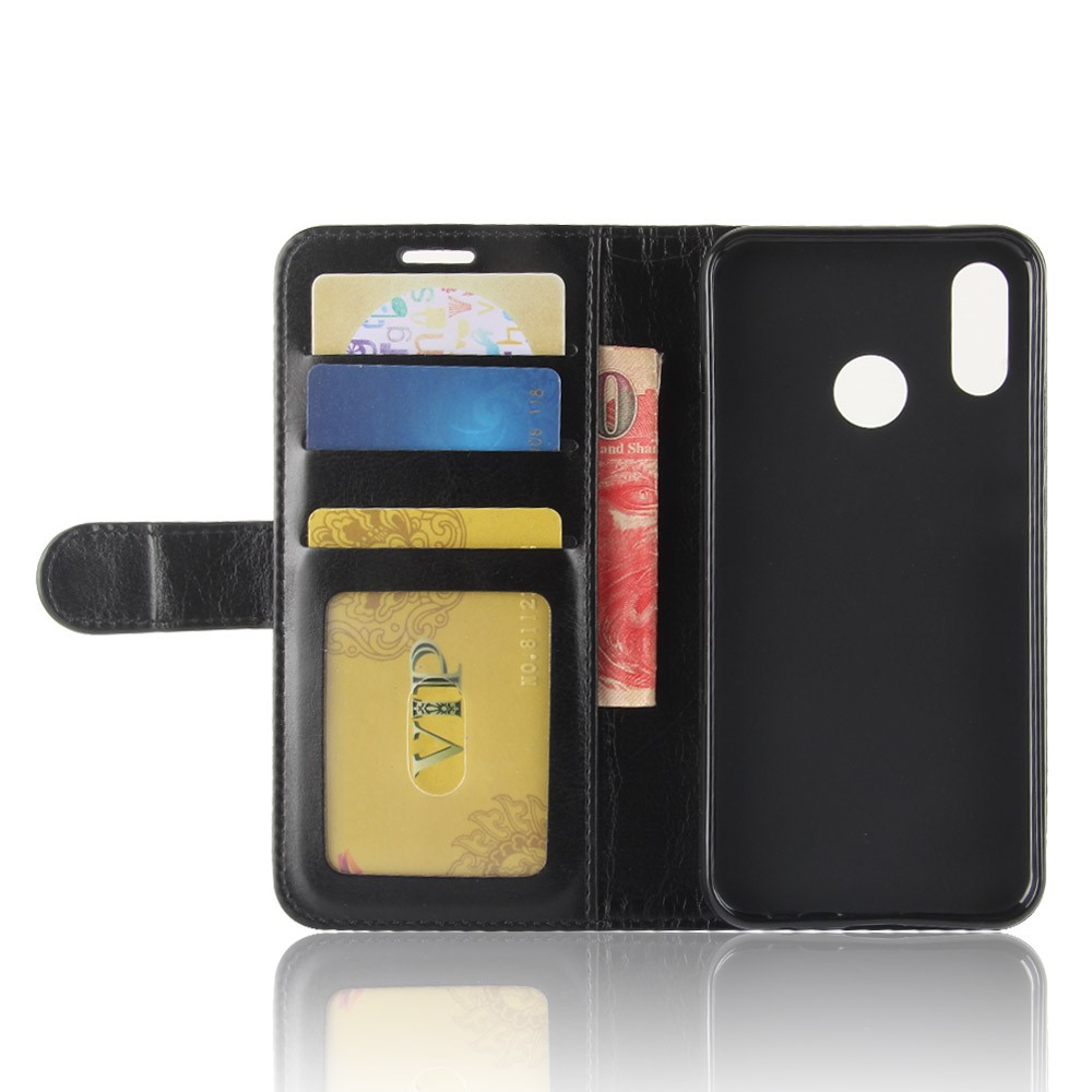 Crazy Horse Wallet Stand de Cuero Para Huawei P20 Lite / Nova 3e - Negro