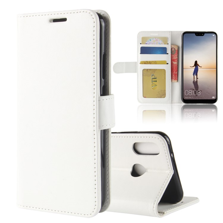 Crazy Horse Wallet Leather Stand Cover for Huawei P20 Lite / Nova 3e - White-1
