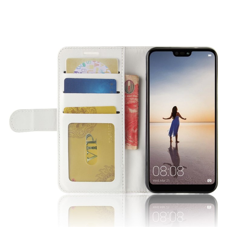 Crazy Horse Wallet Leather Stand Cover for Huawei P20 Lite / Nova 3e - White-6