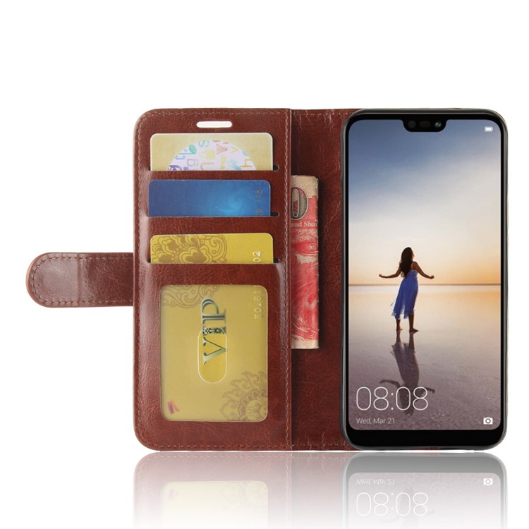 Crazy Horse Wallet Leather Case with Stand for Huawei P20 Lite / Nova 3e - Brown-4