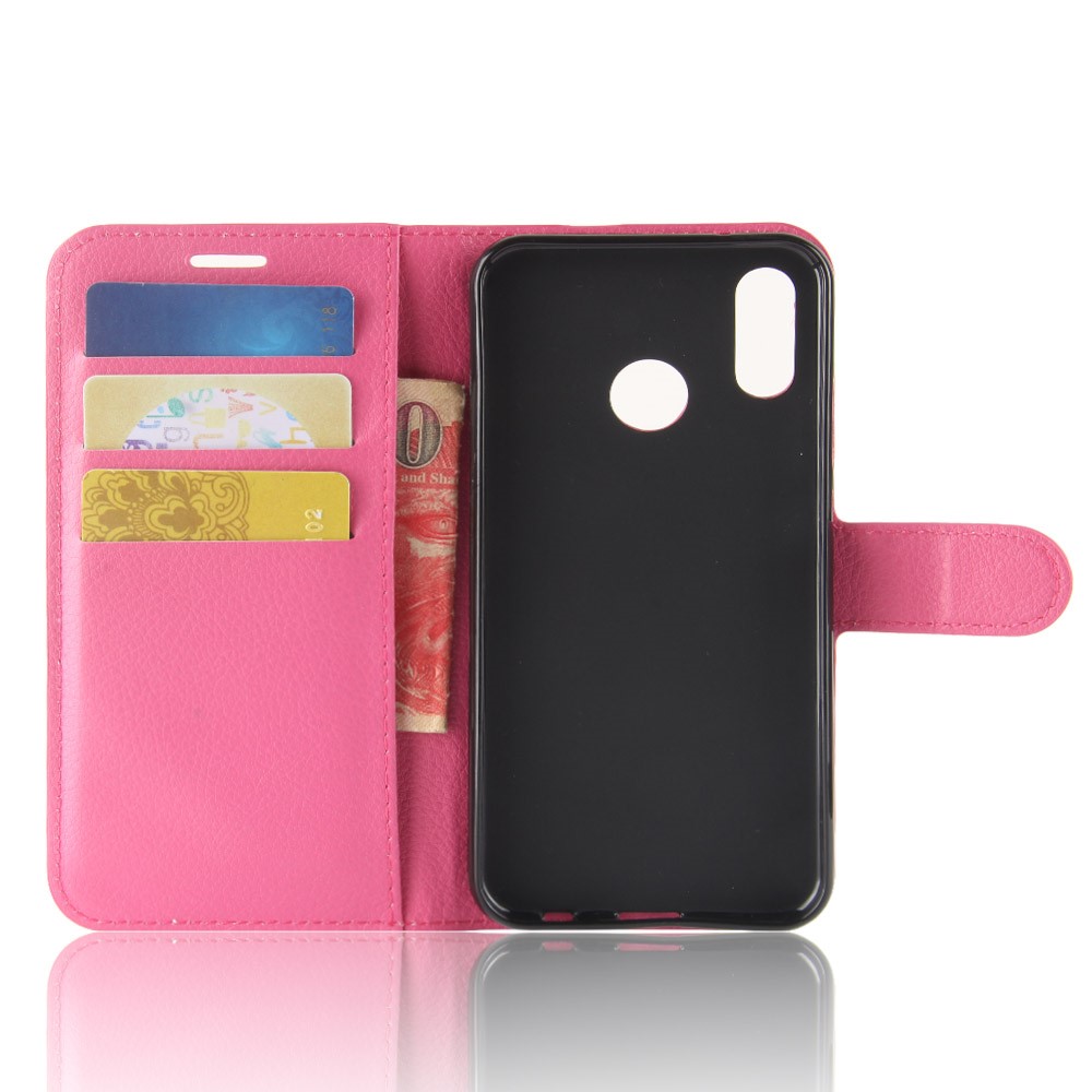 Litchi Texture Wallet Stand Leather Mobile Casing for Huawei P20 Lite / Nova 3e - Rose-3