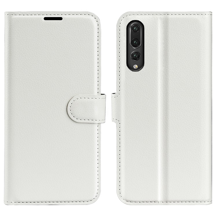 For Huawei P20 Litchi Texture Wallet Stand Leather Flip Cover - White-1