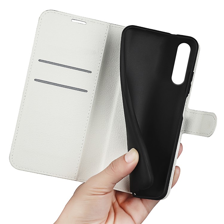 For Huawei P20 Litchi Texture Wallet Stand Leather Flip Cover - White-4
