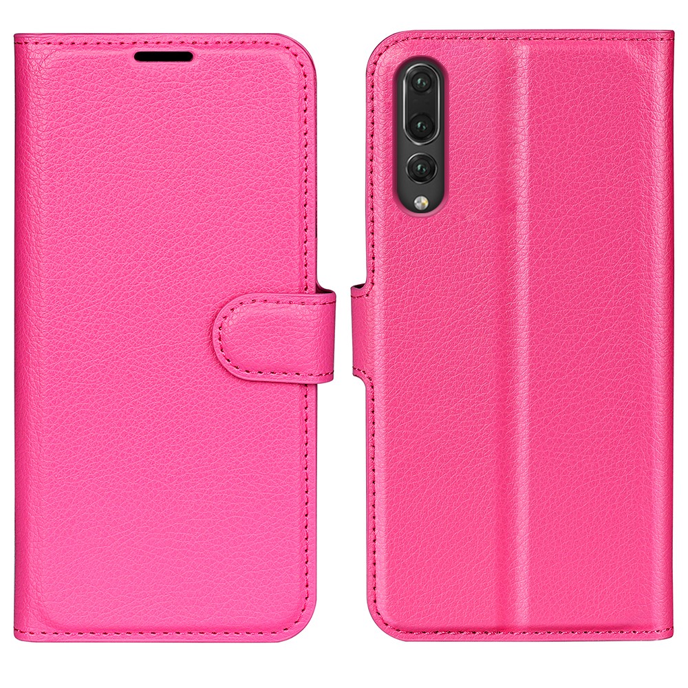 For Huawei P20 Litchi Texture Wallet Stand Leather Cell Phone Shell - Rose-1