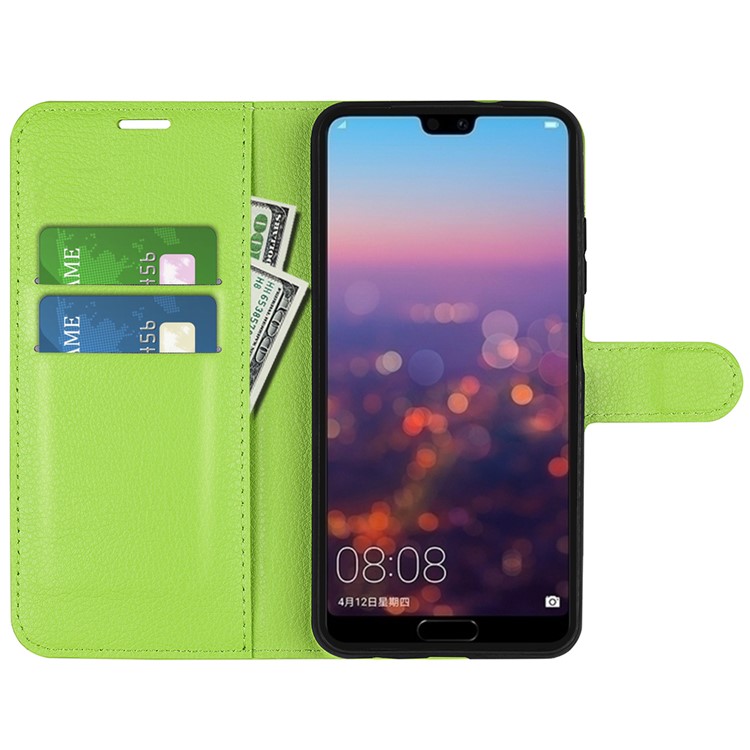 For Huawei P20 Litchi Texture Wallet Stand Leather Protective Cover - Green-2