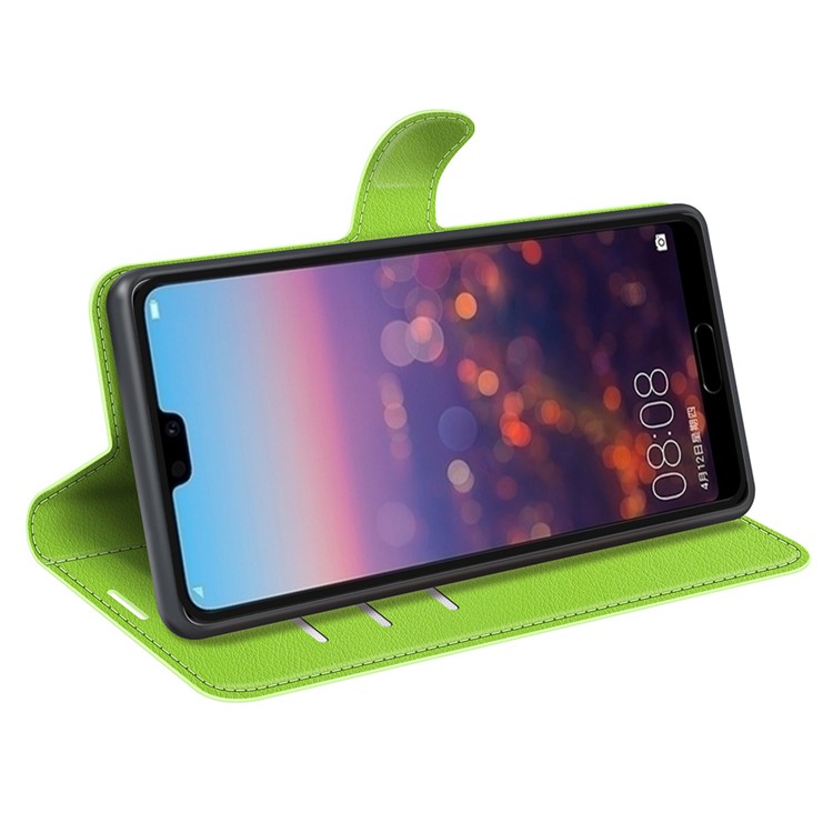 For Huawei P20 Litchi Texture Wallet Stand Leather Protective Cover - Green-3