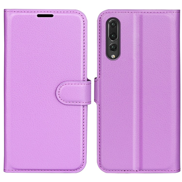 For Huawei P20 Litchi Texture Wallet Stand Leather Phone Accessory Case - Purple