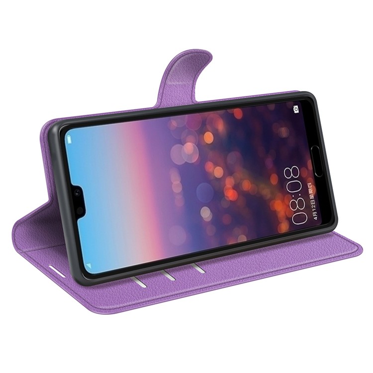 For Huawei P20 Litchi Texture Wallet Stand Leather Phone Accessory Case - Purple-3