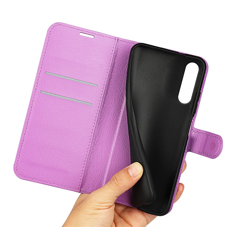 For Huawei P20 Litchi Texture Wallet Stand Leather Phone Accessory Case - Purple-4