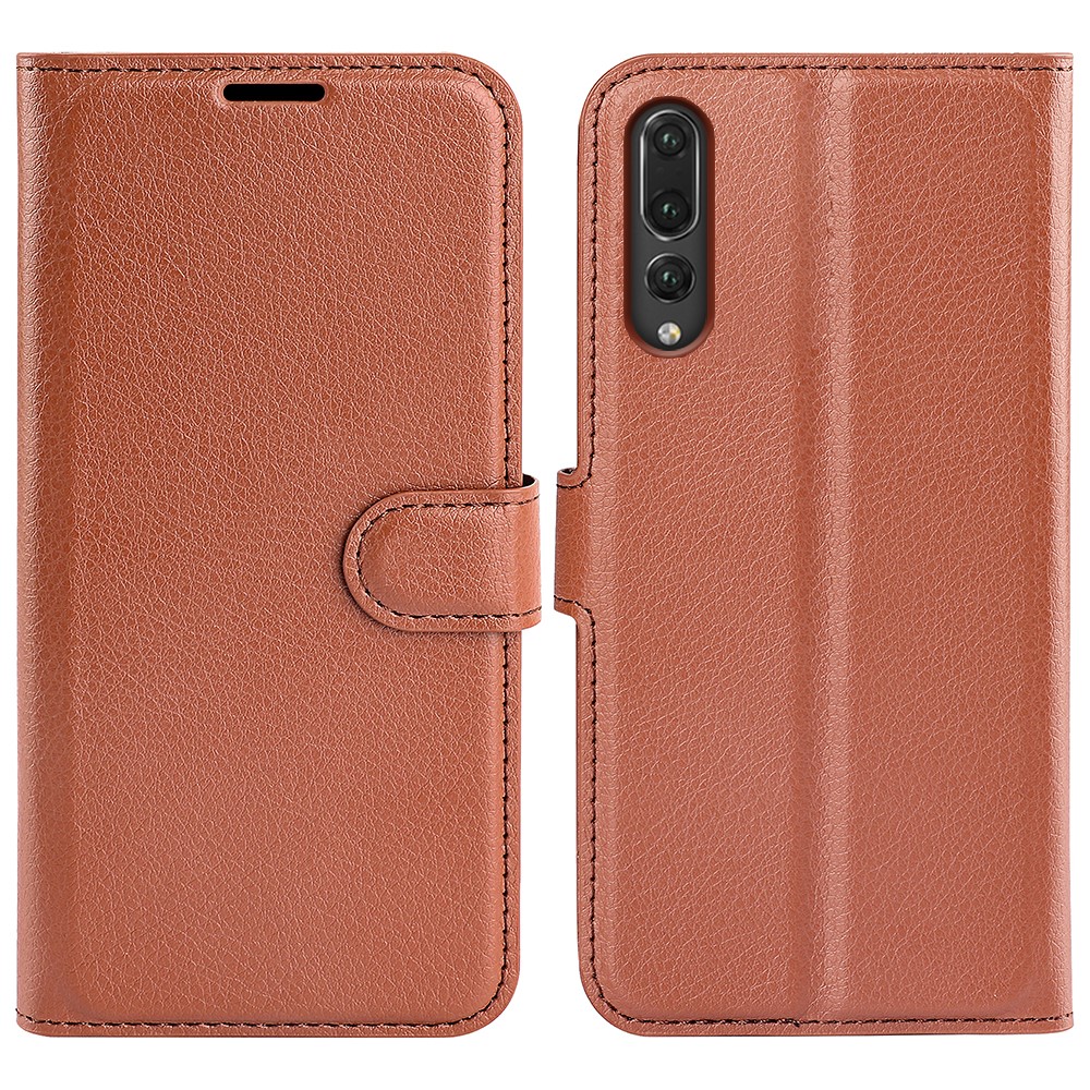 Für Huawei P20 Litchi Textur Brieftasche Stehen Lederschutzhülle - Braun-1
