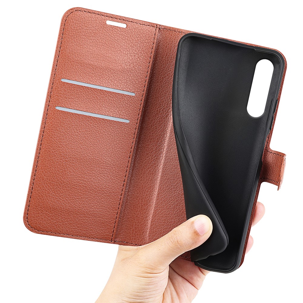 Für Huawei P20 Litchi Textur Brieftasche Stehen Lederschutzhülle - Braun-4