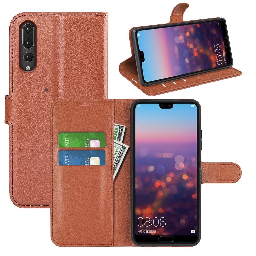 Für Huawei P20 Litchi Textur Brieftasche Stehen Lederschutzhülle - Braun-5