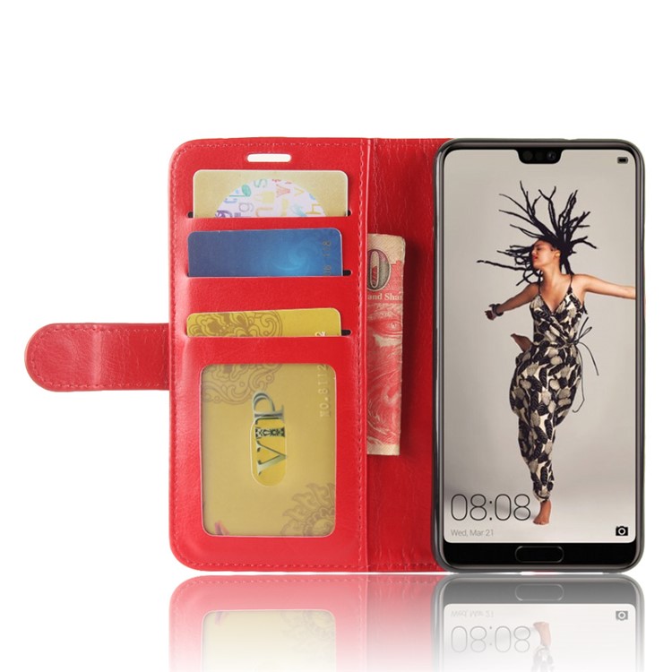 Crazy Horse Magnetic Leather Stand Case for Huawei P20 - Red-6