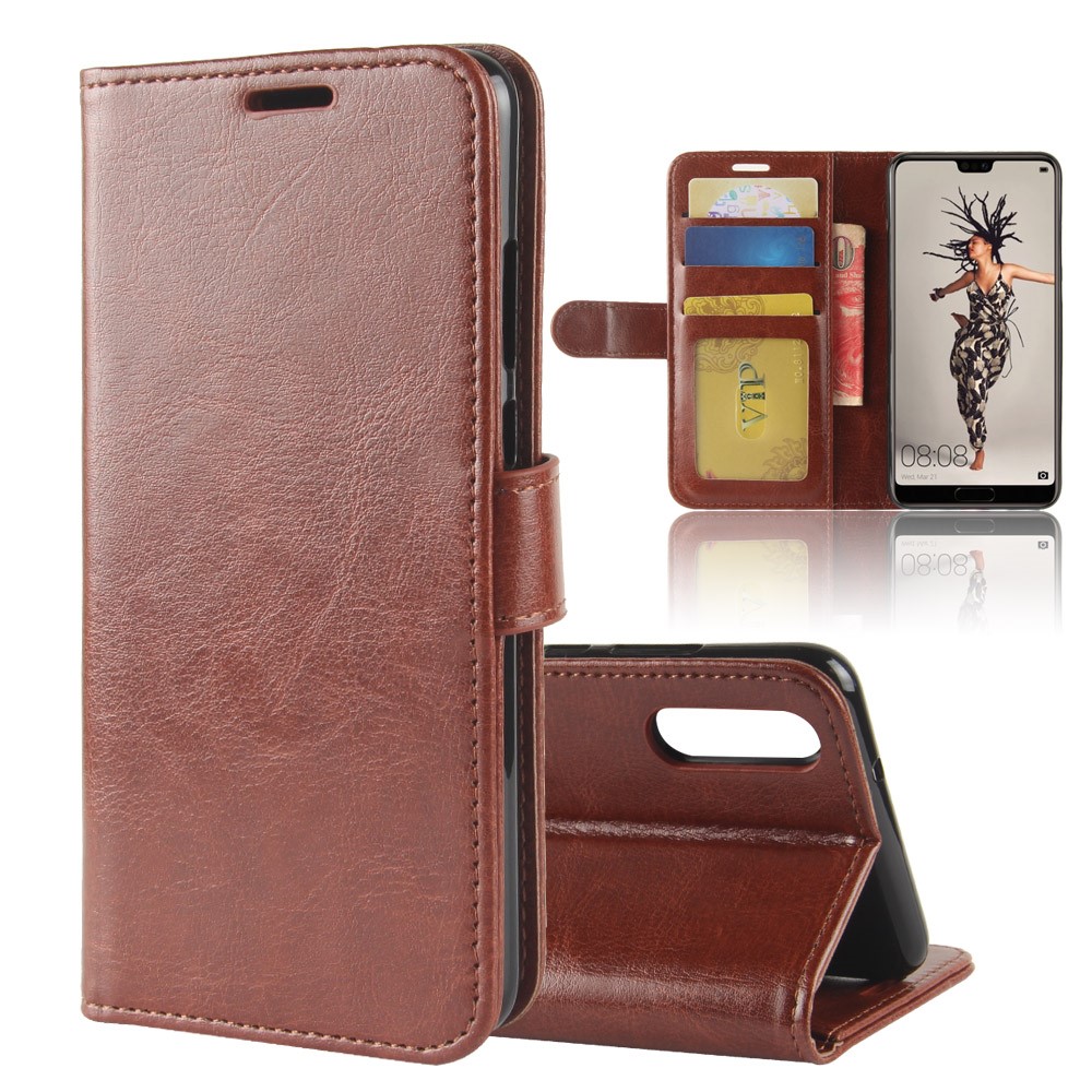 Crazy Horse Magnetic Leather Stand Cover for Huawei P20 - Brown-1