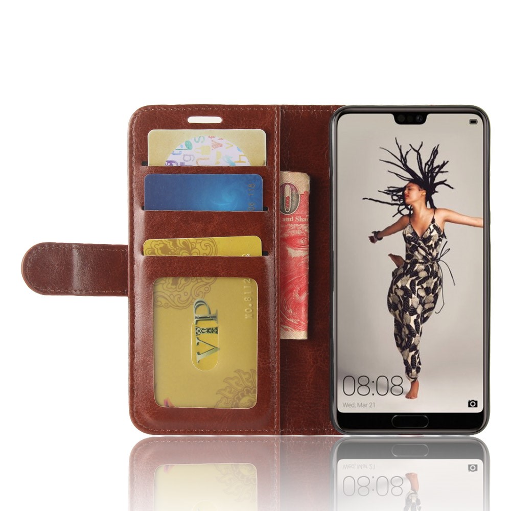 Crazy Horse Magnetic Leather Stand Cover for Huawei P20 - Brown-4