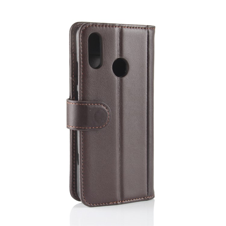 Genuine Split Leather Wallet Stand Cover for Huawei P20 Lite / Nova 3e - Brown-7