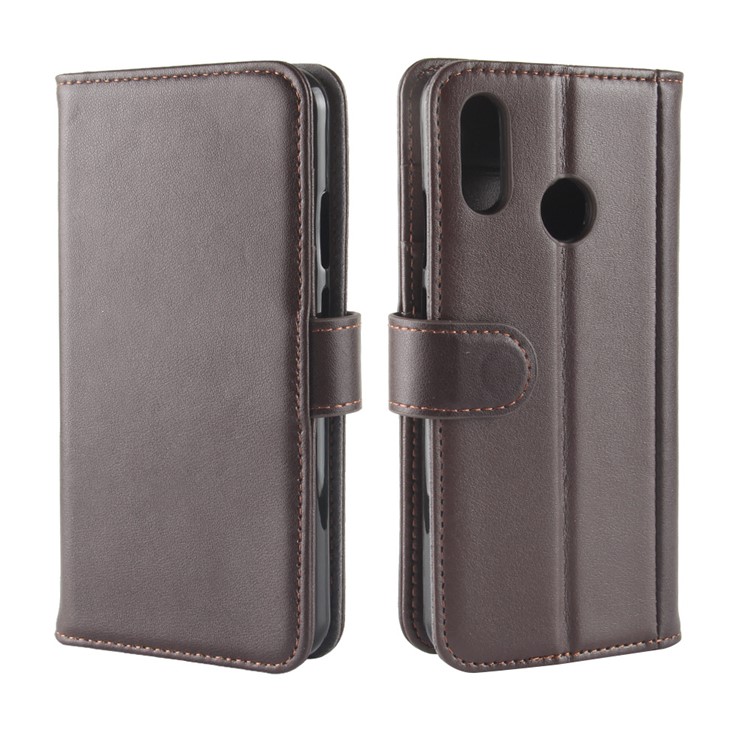 Genuine Split Leather Wallet Stand Cover for Huawei P20 Lite / Nova 3e - Brown-8