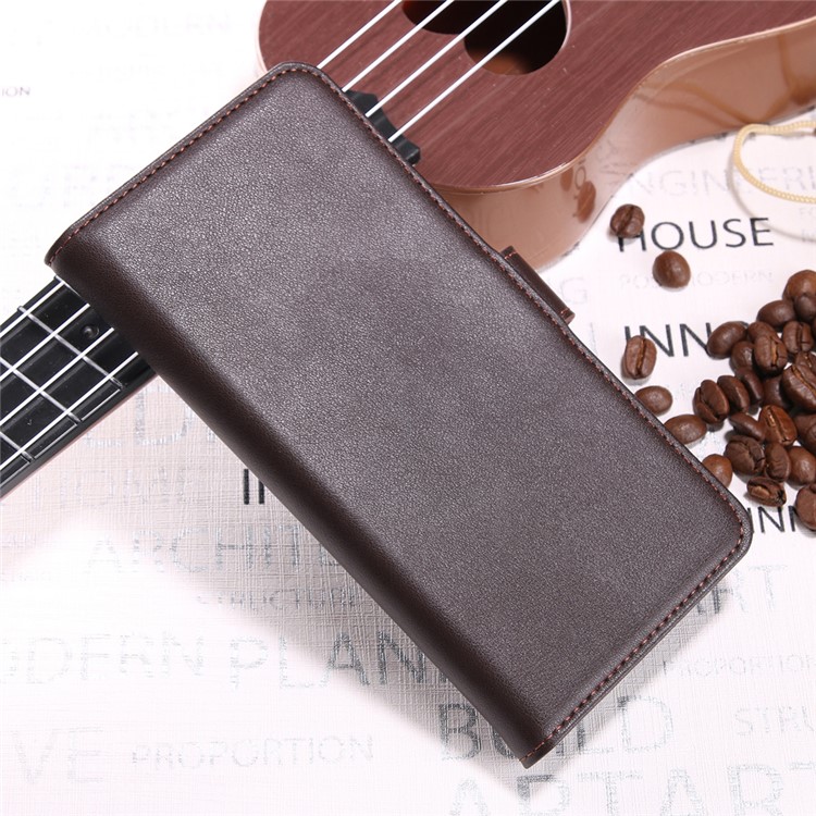 Genuine Split Leather Wallet Stand Cover for Huawei P20 Lite / Nova 3e - Brown-9