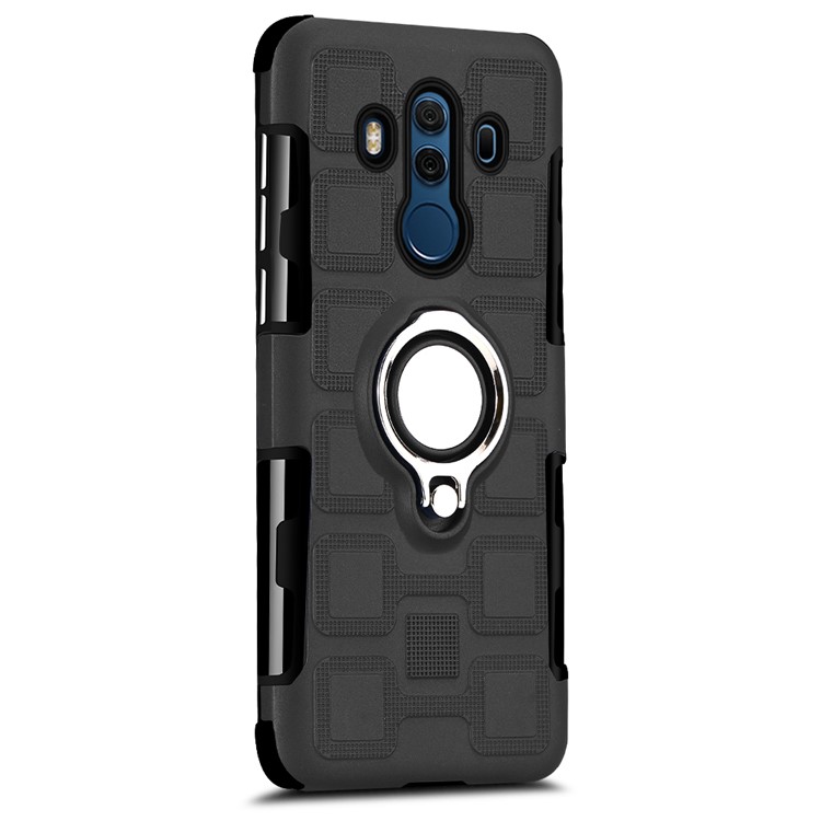 Geometric Design TPU PC Hybrid Case with Magnetic Car Mount Ring Holder for Huawei Mate 10 Pro - Black-2