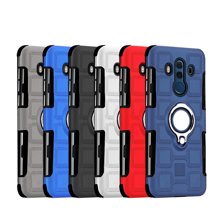 Geometric Design TPU PC Hybrid Case with Magnetic Car Mount Ring Holder for Huawei Mate 10 Pro - Black-3