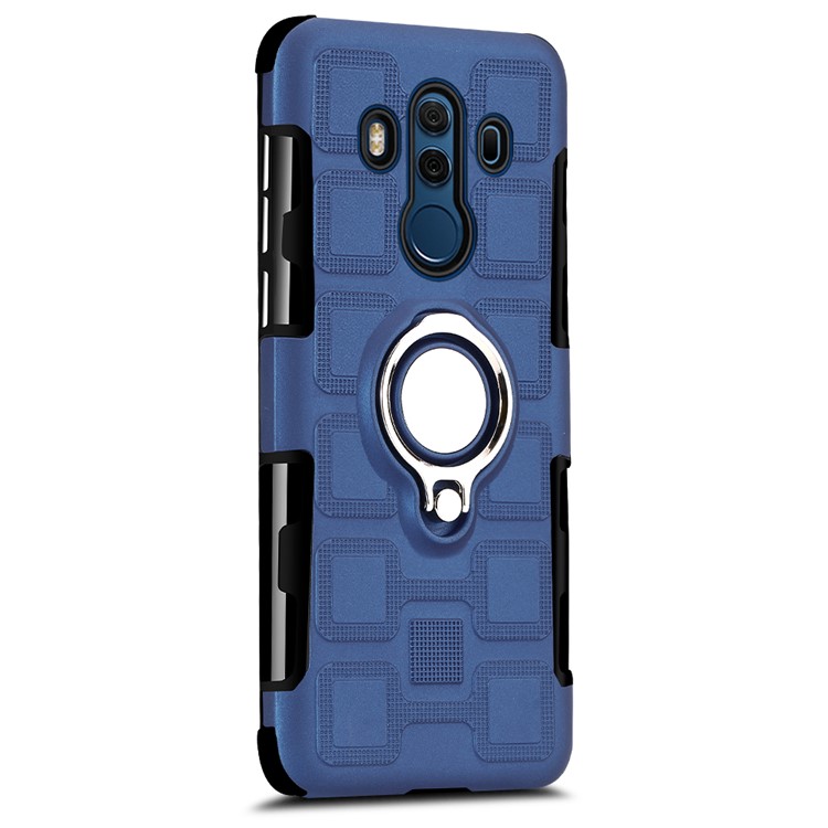 Geometric Design TPU PC Magnetic Car Mount Ring Holder Combo Cover Shell for Huawei Mate 10 Pro - Dark Blue-2