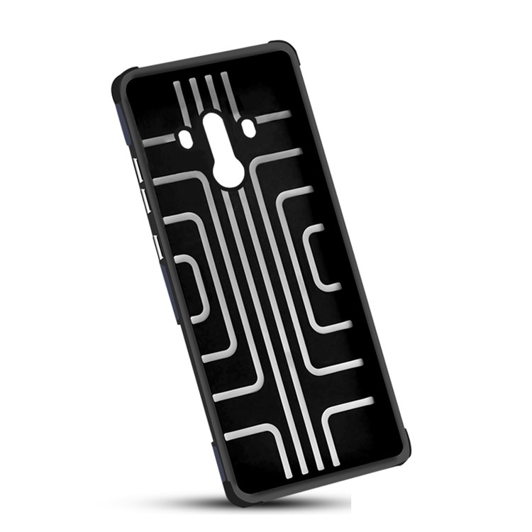 Geometric Design TPU PC Magnetic Car Mount Ring Holder Combo Cover Shell for Huawei Mate 10 Pro - Dark Blue-8