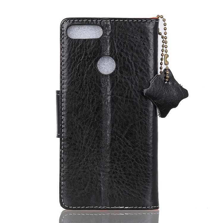 Crazy Horse Wallet Stand Genuine Leather Mobile Phone Case for Huawei Honor 7X - Black-3