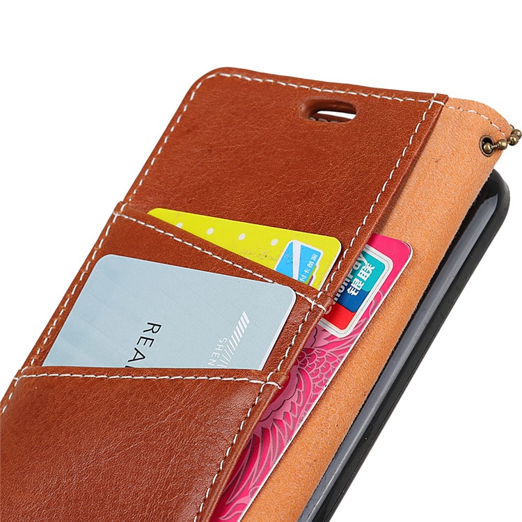Genuine Leather Crazy Horse Texture Wallet Stand Case for Huawei Honor 9 Lite / Honor 9 Youth Edition - Brown-5