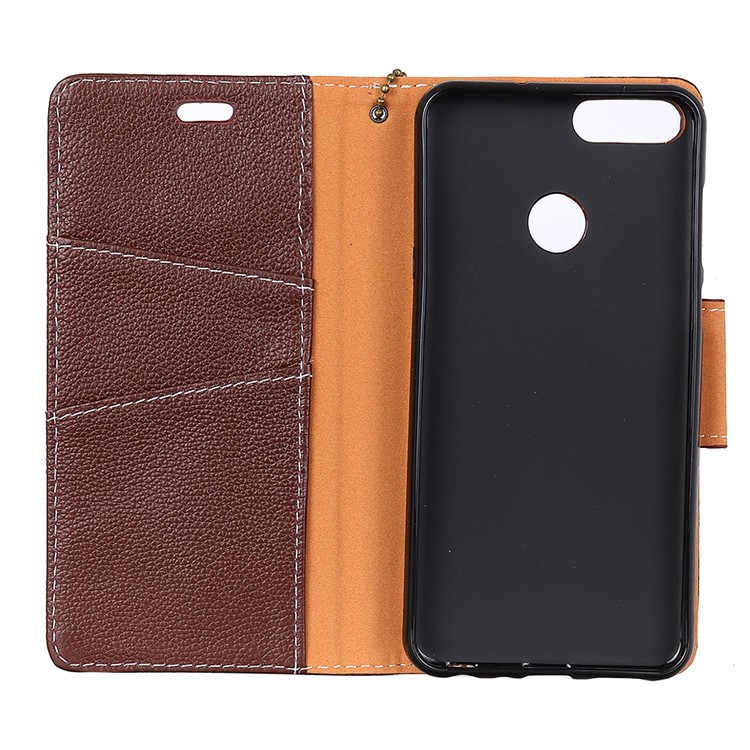 MURREN Litchi Skin Genuine Leather Wallet Stand Case for Huawei Honor 9 Lite / Honor 9 Youth Edition - Brown-4