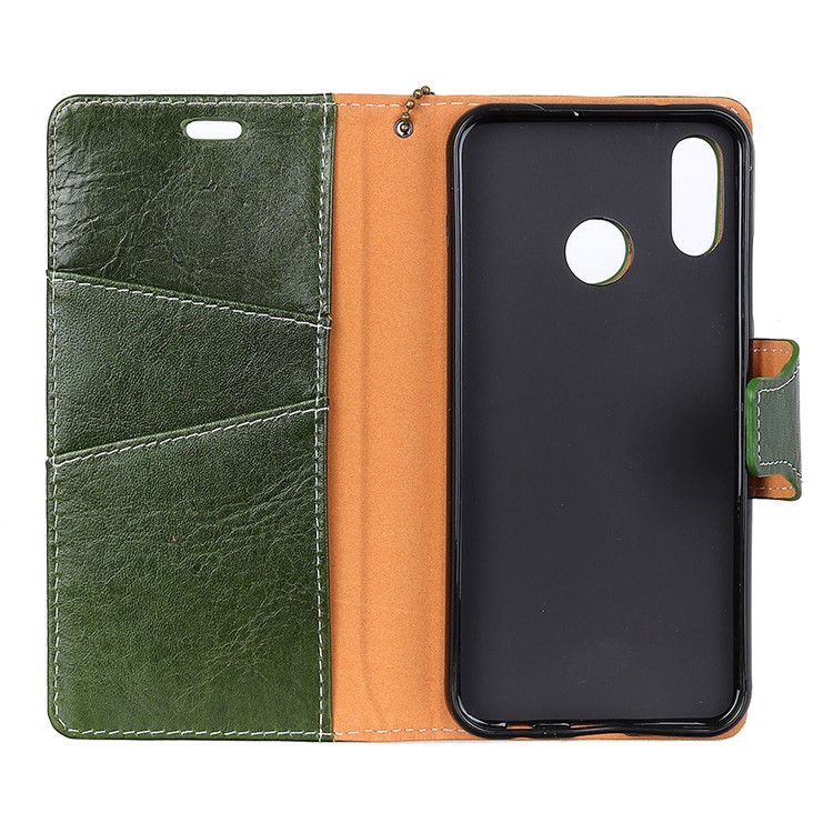 Genuine Leather Crazy Horse Flip Wallet Stand Case for Huawei P20 Lite/Nova 3e - Green-2