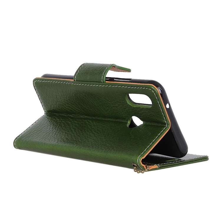 Genuine Leather Crazy Horse Flip Wallet Stand Case for Huawei P20 Lite/Nova 3e - Green-3