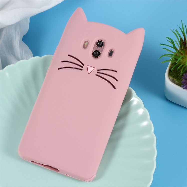 3D Moustache Cat Silicone Case for Huawei Mate 10 - Pink-1