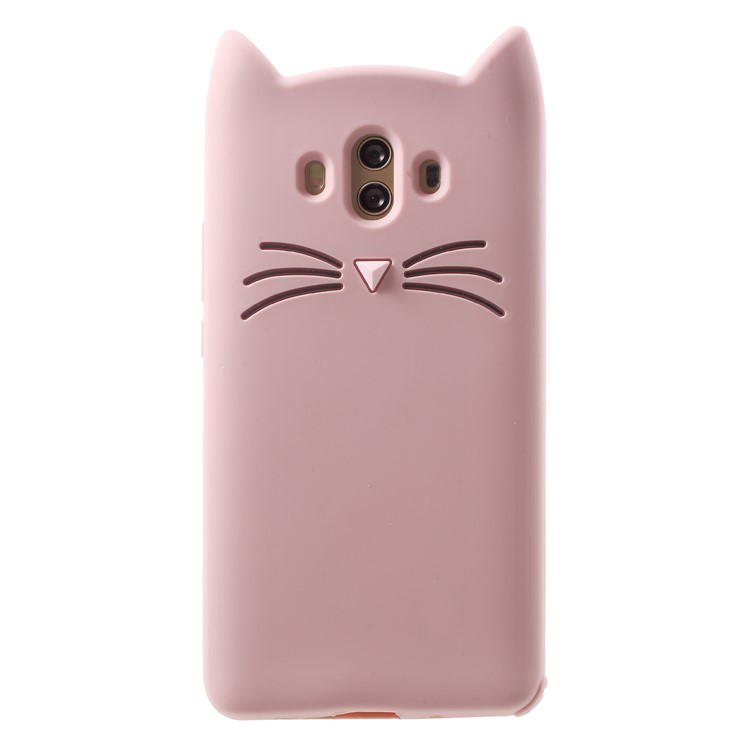3D Moustache Cat Silicone Case for Huawei Mate 10 - Pink-2