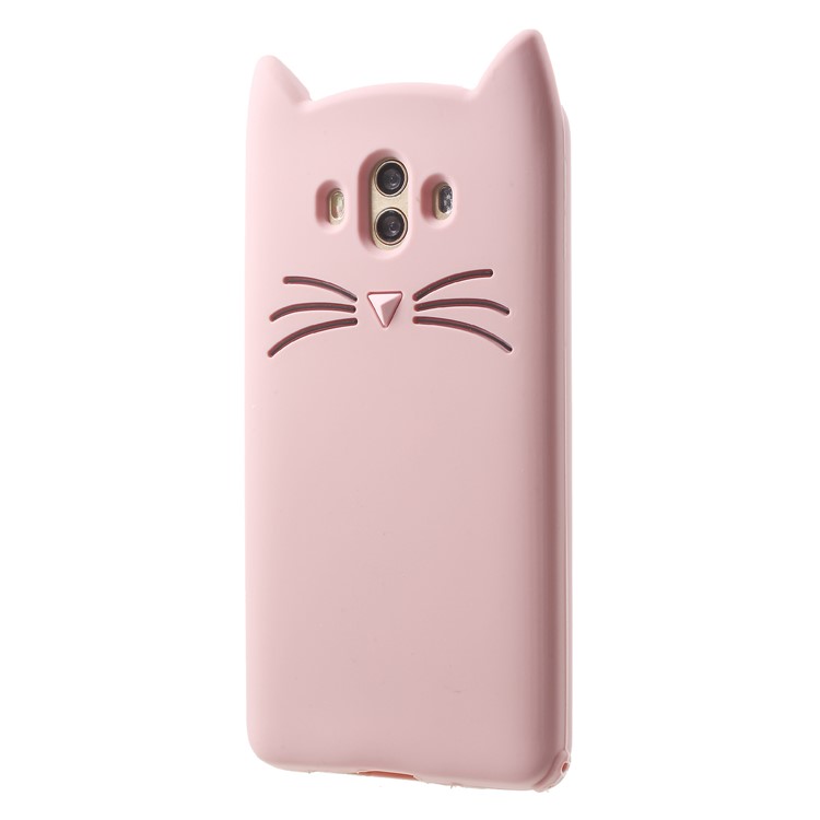 3D Moustache Cat Silicone Case for Huawei Mate 10 - Pink-4