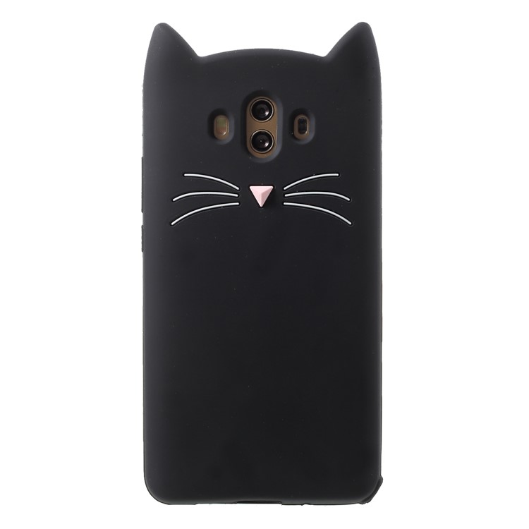 3D Moustache Cat Silicone Shell Case for Huawei Mate 10 - Black-2