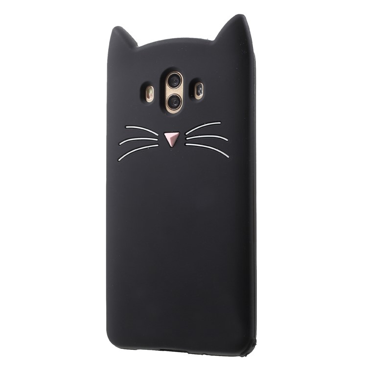3D Moustache Cat Silicone Shell Case for Huawei Mate 10 - Black-4