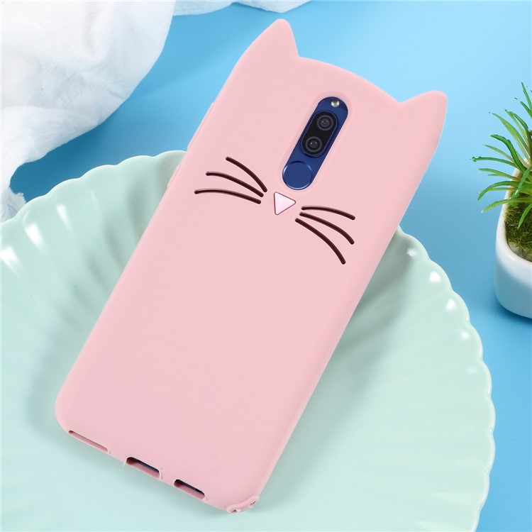 3D Mustache Cat Silicone Shell for Huawei Mate 10 Lite / nova 2i / Maimang 6 / Honor 9i (India) - Pink-1