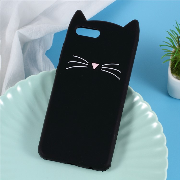 3D Mustache Cat Silicone Phone Cover for Huawei Honor V10 / View 10 - Black-1