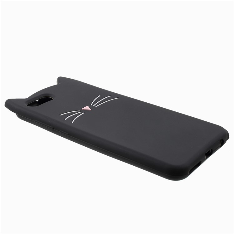 3D Mustache Cat Silicone Phone Cover for Huawei Honor V10 / View 10 - Black-4