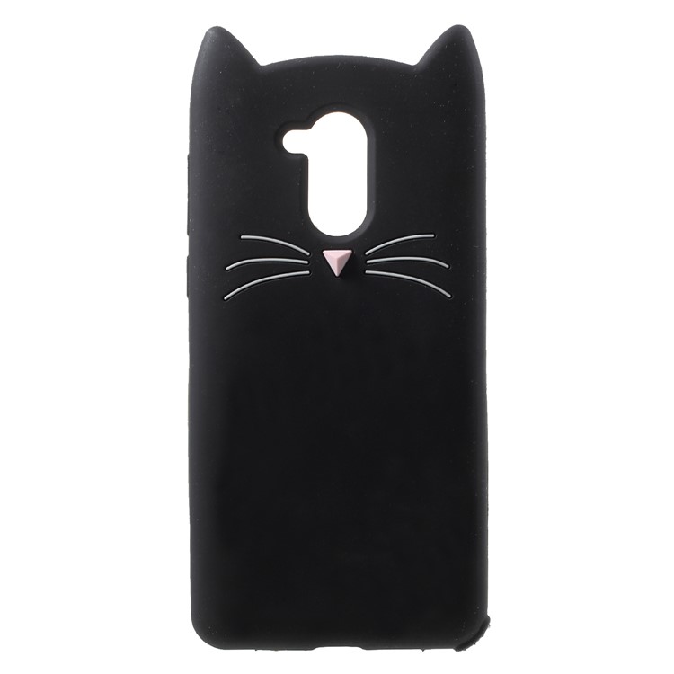 3D Mustache Cat Silicone Cell Phone Case for Huawei Enjoy 6s / Honor 6C - Black-2